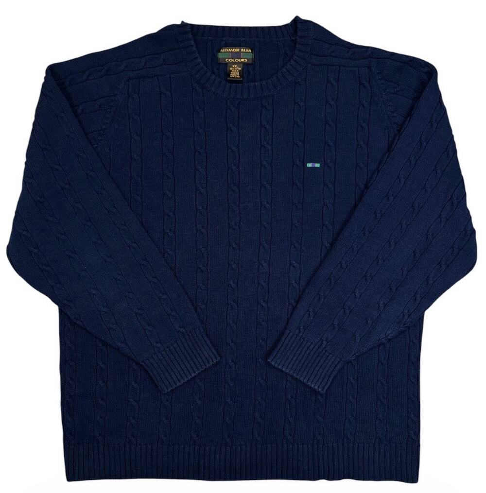 Vintage Alexander Julian Colours Navy Cable Knit Sweater XXL